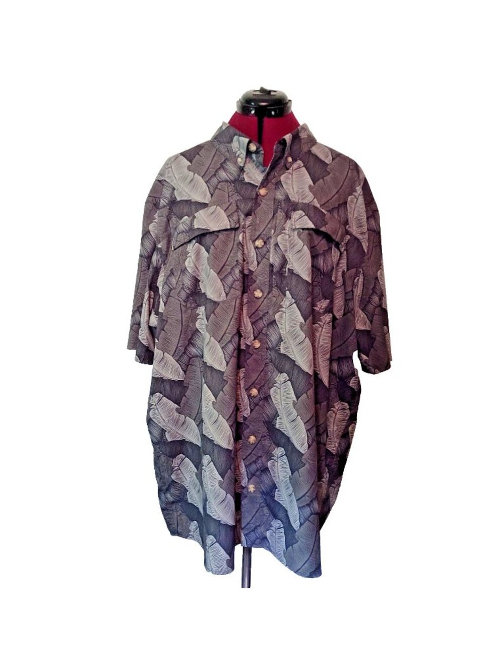 Duluth Trading Co Shirt Mens 2XL Tall Standard Fit Leaf Print Button Down Untuck